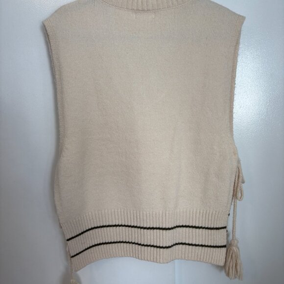Free People - All Star Stripe Poncho - OS - White/Olive - Picture 5 of 7